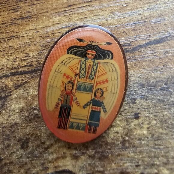 St. Labre Indian School Tac Pin Guardian Angel Vintage Enamel Pin - Picture 1 of 3